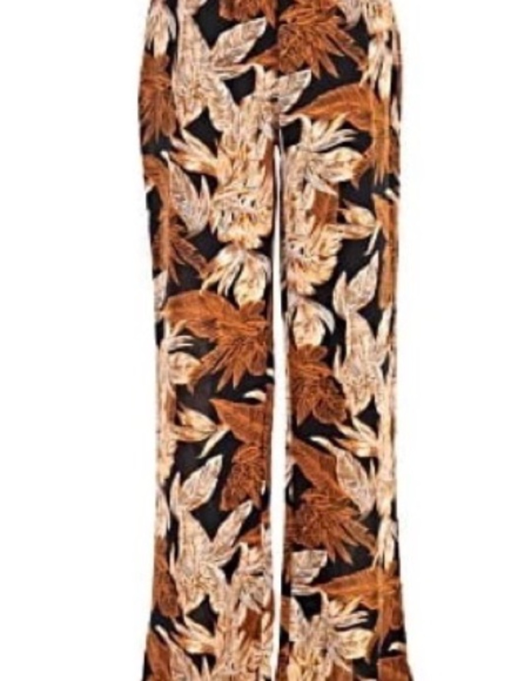 PrettyLittleThing Black Wide-Leg Pants with Brown Floral Print